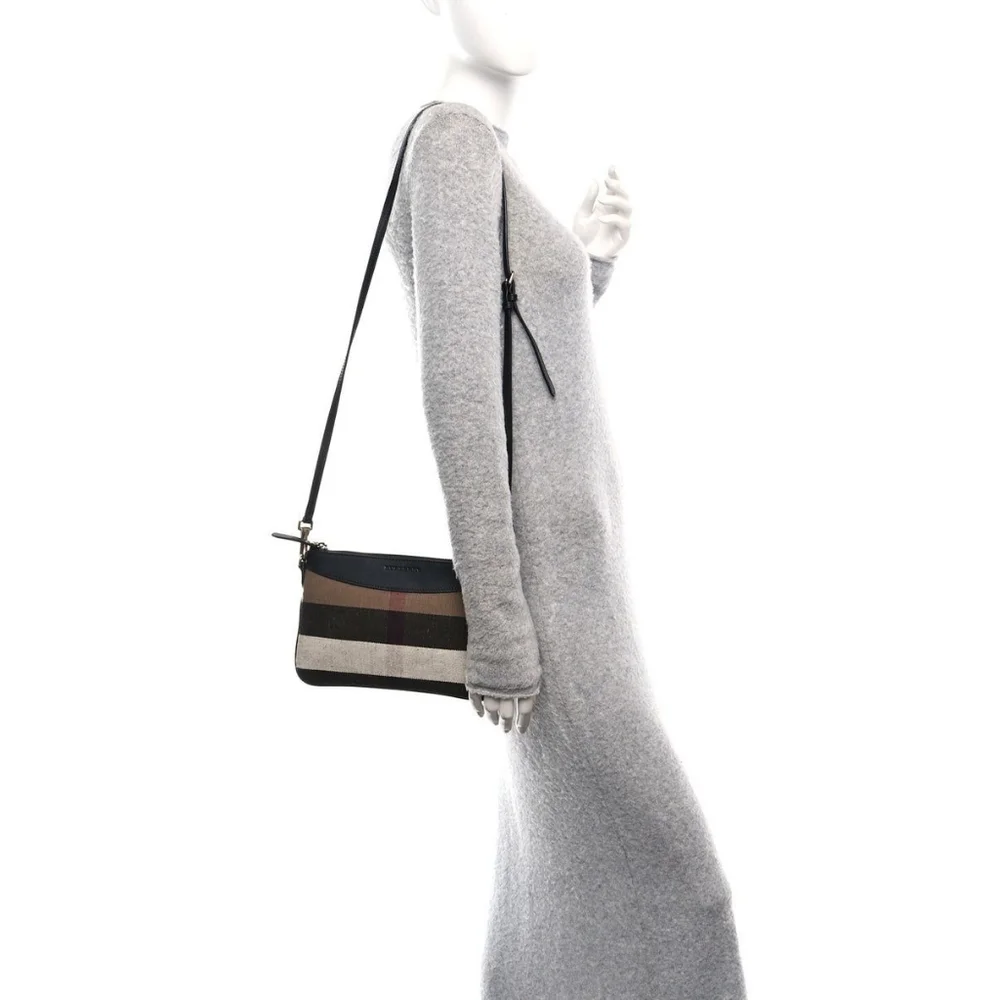 BURBERRY Mega Check Peyton Crossbody Bag Black/Beige
